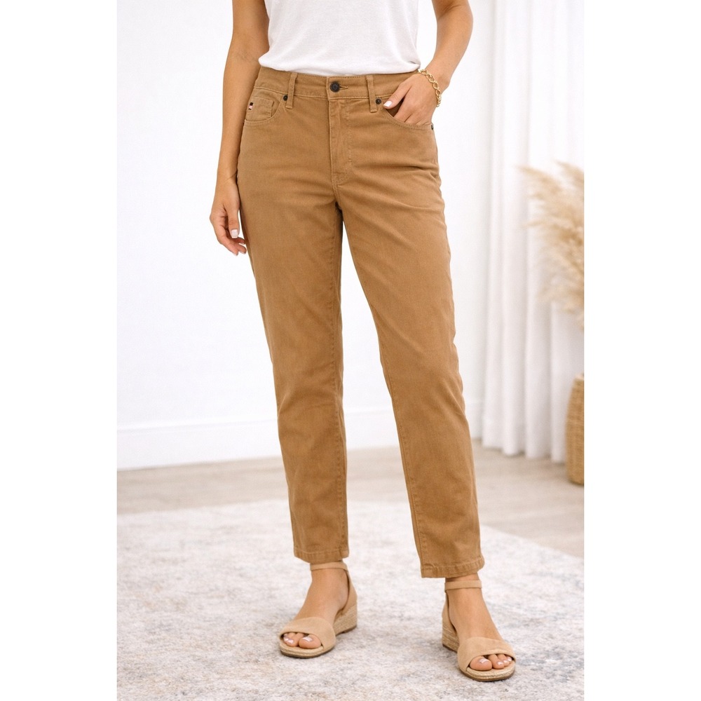 Tommy Hilfiger Womens Tan Corduroy Straight Leg‎ Pants Size 4 Camel Preppy